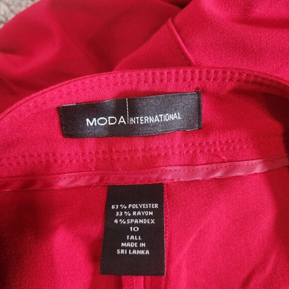 Moda international Red high waisted paper bag flare wide leg dress pants size 10 - Picture 12 of 12